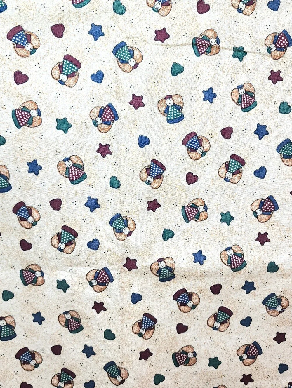 Vintage Angels with Stars and Hearts Fabri Quilt 2 7/8 Yds 100% Cotton Fabric